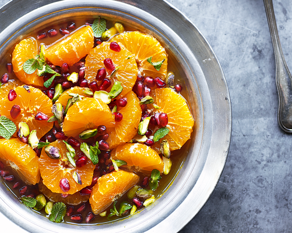 Mandarinensalat mit Orangen-Karamellsauce